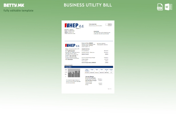 модерен стил Хрватска Електропривреда шаблон за деловна сметка за комунални услу